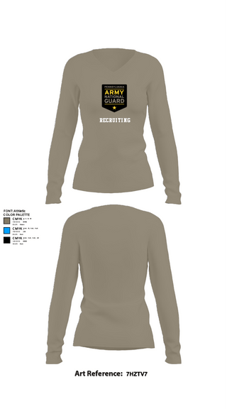 Womens Long Sleeve Vneck Shirt, Recruiting, National Guard, Teamtime, Team time, sublimation, custom sports apparel, team uniforms, spirit wear, spiritwear, sports uniforms, custom shirts, team store, custom team store, fundraiser sports, apparel fundraiser