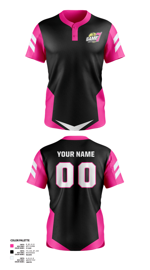 Two Button Softball Jersey, Game7 Softball, Softball, Teamtime, Team time, sublimation, custom sports apparel, team uniforms, spirit wear, spiritwear, sports uniforms, custom shirts, team store, custom team store, fundraiser sports, apparel fundraiser