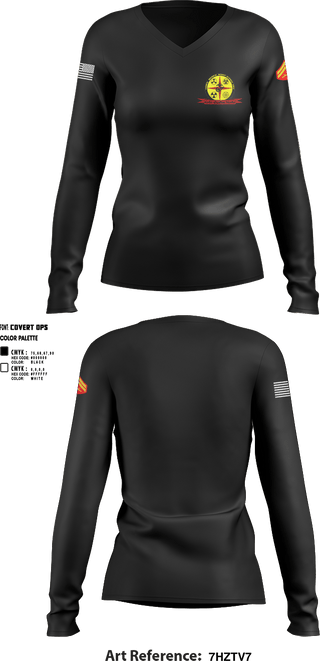 Womens Long Sleeve Vneck Shirt, CBIRF, Marines, Teamtime, Team time, sublimation, custom sports apparel, team uniforms, spirit wear, spiritwear, sports uniforms, custom shirts, team store, custom team store, fundraiser sports, apparel fundraiser
