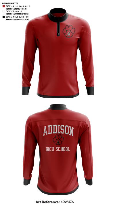 Addison High School Basketball 58655000 Quarter Zip Jacket - 41
