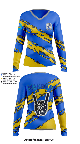 Womens Long Sleeve Vneck Shirt, MAKONA Fraternity, E-Sports, Teamtime, Team time, sublimation, custom sports apparel, team uniforms, spirit wear, spiritwear, sports uniforms, custom shirts, team store, custom team store, fundraiser sports, apparel fundraiser