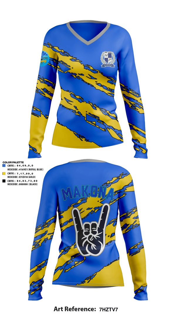 Womens Long Sleeve Vneck Shirt, MAKONA Fraternity, E-Sports, Teamtime, Team time, sublimation, custom sports apparel, team uniforms, spirit wear, spiritwear, sports uniforms, custom shirts, team store, custom team store, fundraiser sports, apparel fundraiser
