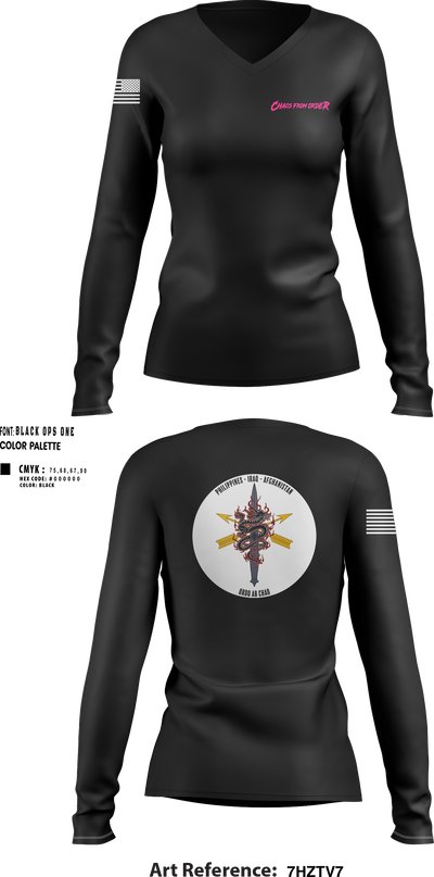 ODB 170, Alpha Company, 3rd BN, 1SFG (A) Women's Long Sleeve V-neck Shirt - 27