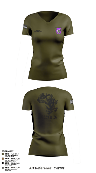 Womens Short Sleeve Vneck Shirt, Charger Co. / 2-112th Infantry Battalion, National Guard, Teamtime, Team time, sublimation, custom sports apparel, team uniforms, spirit wear, spiritwear, sports uniforms, custom shirts, team store, custom team store, fundraiser sports, apparel fundraiser