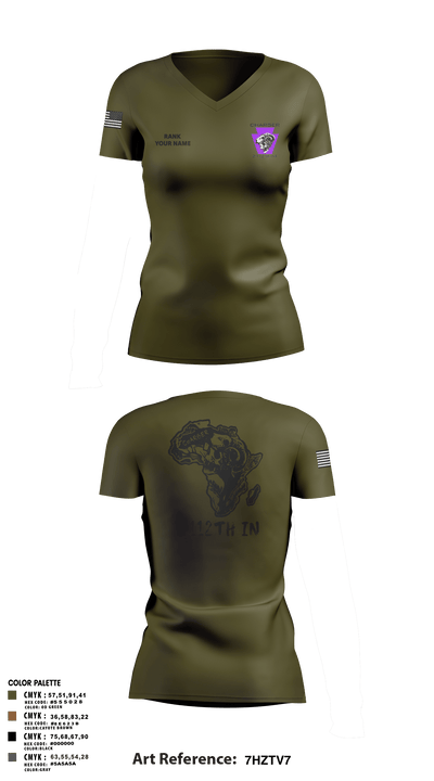 Charger Co. / 2-112th Infantry Battalion 37738588 Women's Short Sleeve V-neck Shirt - 46