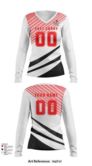Womens Long Sleeve Vneck Shirt, East Surry High School Volleyball, Women's Volleyball, Teamtime, Team time, sublimation, custom sports apparel, team uniforms, spirit wear, spiritwear, sports uniforms, custom shirts, team store, custom team store, fundraiser sports, apparel fundraiser