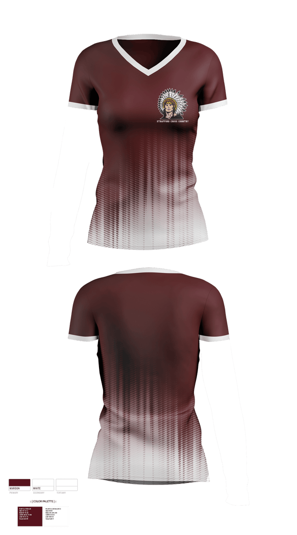 Womens Short Sleeve Vneck Shirt, Strafford High School Cross Country, Cross Country, Teamtime, Team time, sublimation, custom sports apparel, team uniforms, spirit wear, spiritwear, sports uniforms, custom shirts, team store, custom team store, fundraiser sports, apparel fundraiser
