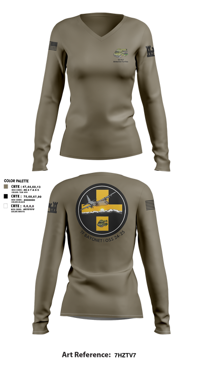 B Co 766 EN BeB 1st Platoon Armored Turtles Women's Long Sleeve V-neck Shirt - 7