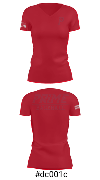 Prime Baseball 2428515 Women's Short Sleeve V-neck Shirt - 21