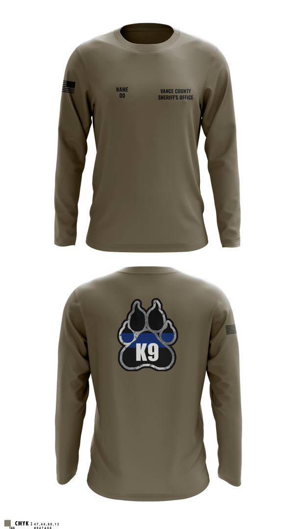 Long Sleeve Performance Shirt, Vance County Sheriff's Office  K9 Unit, Police, Teamtime, Team time, sublimation, custom sports apparel, team uniforms, spirit wear, spiritwear, sports uniforms, custom shirts, team store, custom team store, fundraiser sports, apparel fundraiser