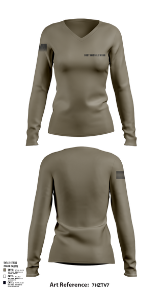 Womens Long Sleeve Vneck Shirt, 91st missile wing, Air Force, Teamtime, Team time, sublimation, custom sports apparel, team uniforms, spirit wear, spiritwear, sports uniforms, custom shirts, team store, custom team store, fundraiser sports, apparel fundraiser