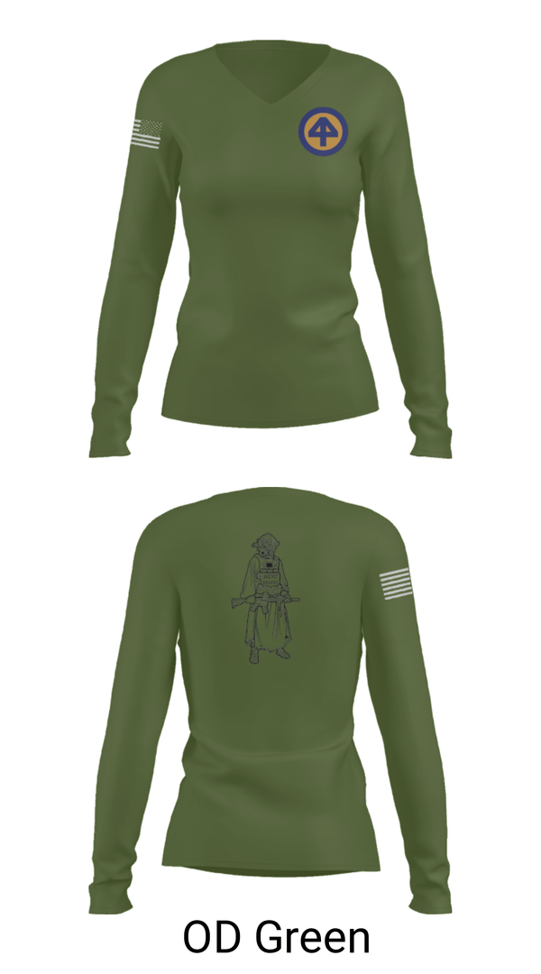 Women's Long Sleeve Vneck Shirt, A Co 1/1-114th, Army, Teamtime, Team time, sublimation, custom sports apparel, team uniforms, spirit wear, spiritwear, sports uniforms, custom shirts, team store, custom team store, fundraiser sports, apparel fundraiser