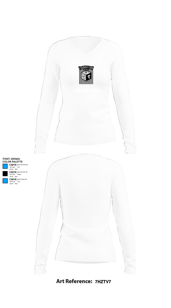 Womens Long Sleeve Vneck Shirt, Igniting Faith, , Teamtime, Team time, sublimation, custom sports apparel, team uniforms, spirit wear, spiritwear, sports uniforms, custom shirts, team store, custom team store, fundraiser sports, apparel fundraiser