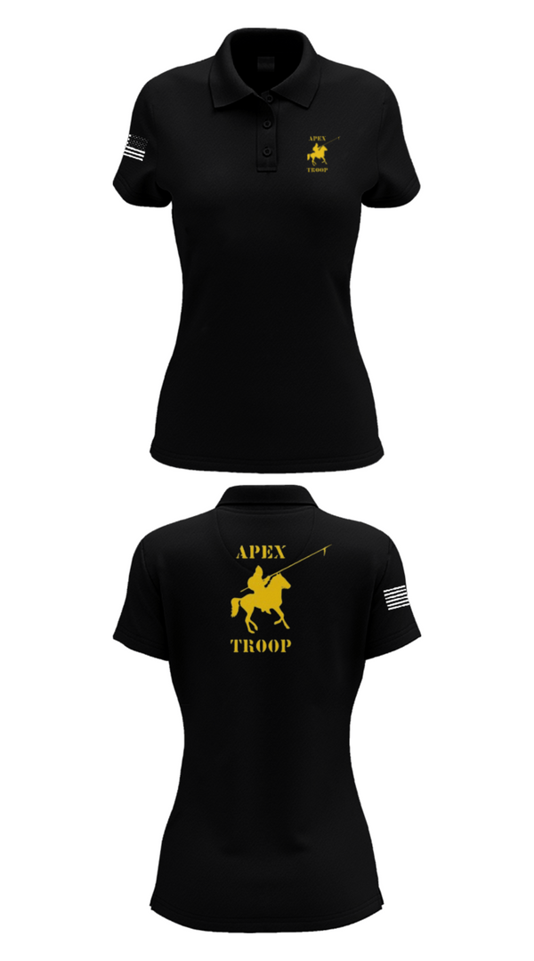 Women's Short Sleeve Performance Polo, Alpha Troop, 1-221 CAV, National Guard, Teamtime, Team time, sublimation, custom sports apparel, team uniforms, spirit wear, spiritwear, sports uniforms, custom shirts, team store, custom team store, fundraiser sports, apparel fundraiser