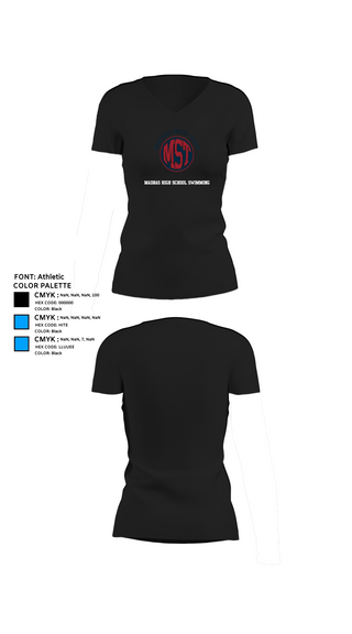 Womens Short Sleeve Vneck Shirt, Madras High School Swimming, Swimming, Teamtime, Team time, sublimation, custom sports apparel, team uniforms, spirit wear, spiritwear, sports uniforms, custom shirts, team store, custom team store, fundraiser sports, apparel fundraiser