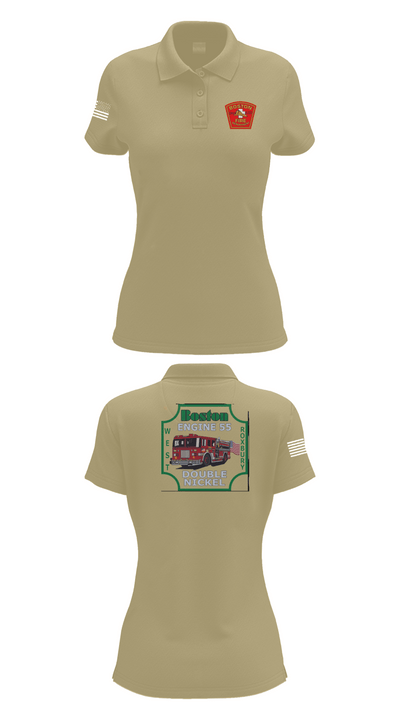 Boston Fire Department Engine 55 92329378 Women's Short Sleeve Performance Polo  - 95
