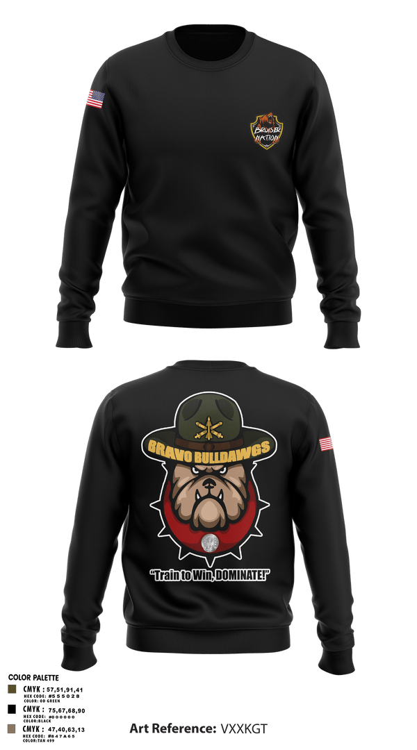 Crew Neck Sweatshirt, Bravo Bulldawgs 3-6 ADARBulldawgs Battery, Army, Teamtime, Team time, sublimation, custom sports apparel, team uniforms, spirit wear, spiritwear, sports uniforms, custom shirts, team store, custom team store, fundraiser sports, apparel fundraiser