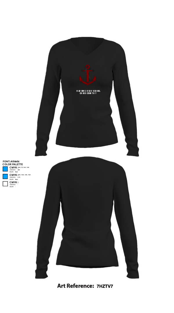 Womens Long Sleeve Vneck Shirt, Harding High School Cross Country, Cross Country, Teamtime, Team time, sublimation, custom sports apparel, team uniforms, spirit wear, spiritwear, sports uniforms, custom shirts, team store, custom team store, fundraiser sports, apparel fundraiser