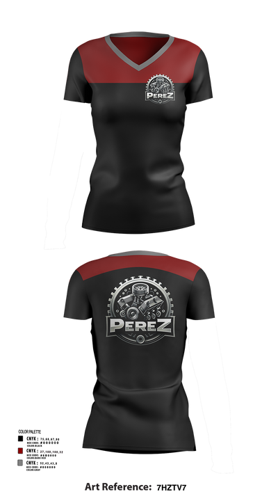 PÉREZ MOTORS 46833550 Women's Short Sleeve V-neck Shirt - 125