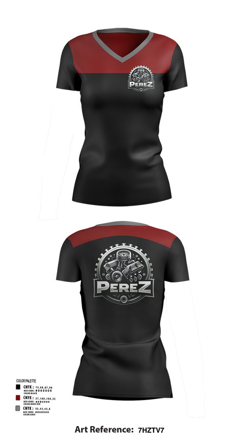 Womens Short Sleeve Vneck Shirt, PÉREZ MOTORS, , Teamtime, Team time, sublimation, custom sports apparel, team uniforms, spirit wear, spiritwear, sports uniforms, custom shirts, team store, custom team store, fundraiser sports, apparel fundraiser