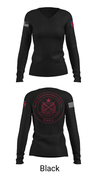 Women's Long Sleeve Vneck Shirt, B.N.R.A, Army, Teamtime, Team time, sublimation, custom sports apparel, team uniforms, spirit wear, spiritwear, sports uniforms, custom shirts, team store, custom team store, fundraiser sports, apparel fundraiser