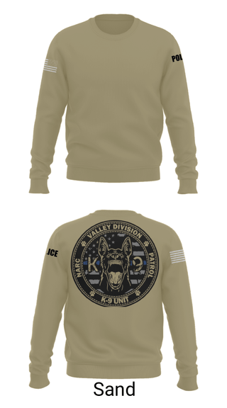 Crew Neck Sweatshirt, VALLEY K9, , Teamtime, Team time, sublimation, custom sports apparel, team uniforms, spirit wear, spiritwear, sports uniforms, custom shirts, team store, custom team store, fundraiser sports, apparel fundraiser