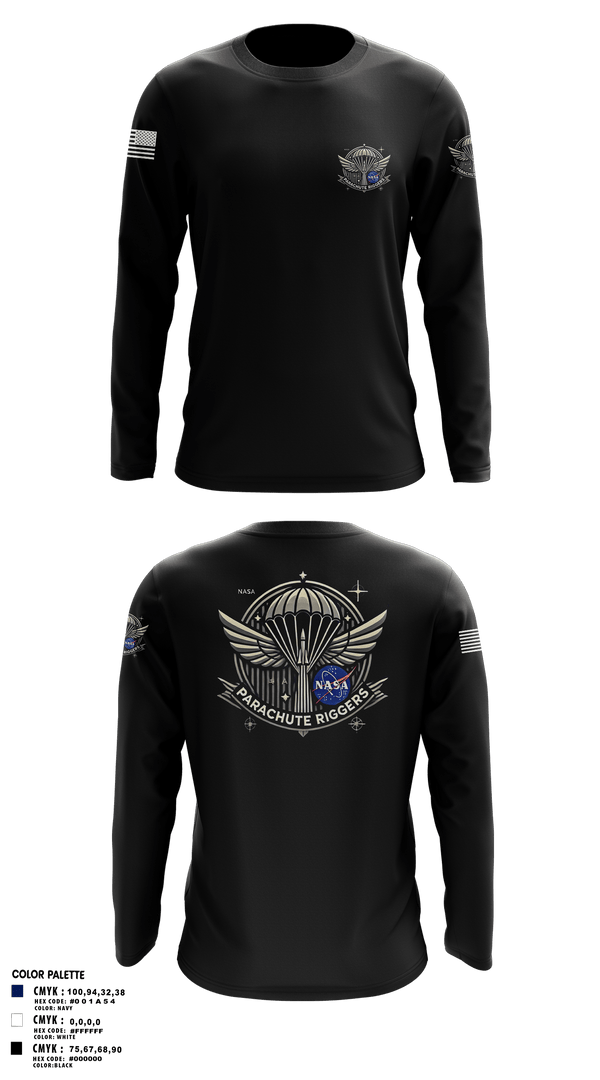 Long Sleeve Performance Shirt, NASA PARACHUTE RIGGERS, , Teamtime, Team time, sublimation, custom sports apparel, team uniforms, spirit wear, spiritwear, sports uniforms, custom shirts, team store, custom team store, fundraiser sports, apparel fundraiser
