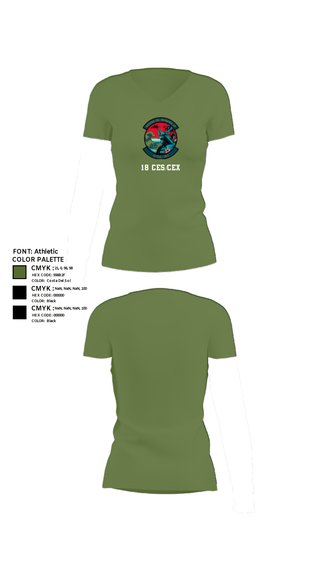 Women's Short Sleeve Vneck Shirt, 18 CES/CEX, , Teamtime, Team time, sublimation, custom sports apparel, team uniforms, spirit wear, spiritwear, sports uniforms, custom shirts, team store, custom team store, fundraiser sports, apparel fundraiser