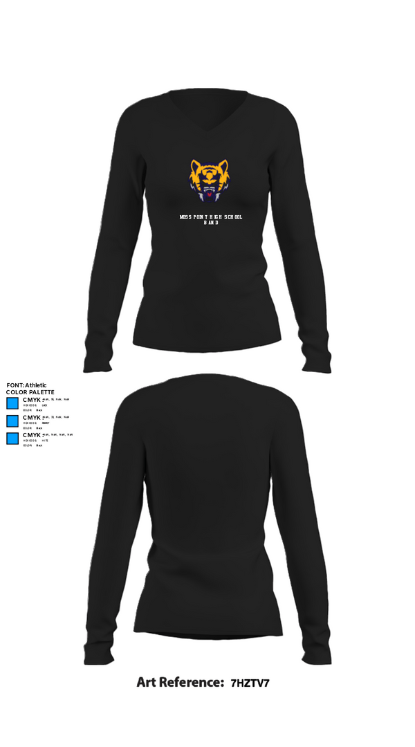 Womens Long Sleeve Vneck Shirt, Moss Point High School Band, Spirit Store, Teamtime, Team time, sublimation, custom sports apparel, team uniforms, spirit wear, spiritwear, sports uniforms, custom shirts, team store, custom team store, fundraiser sports, apparel fundraiser