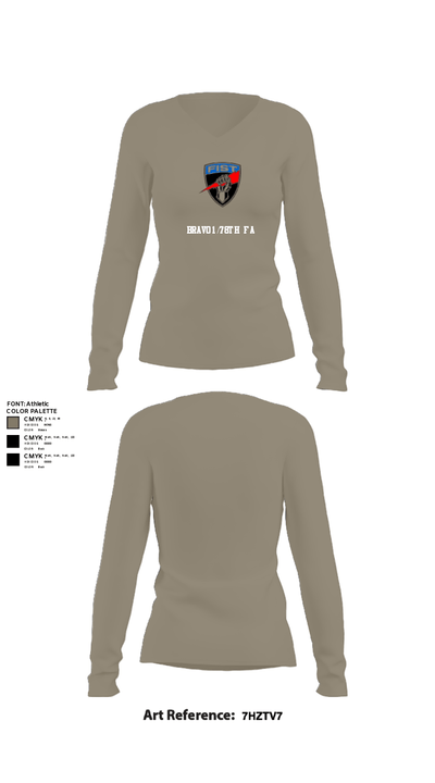 Bravo 1/78th FA 82804749 Women's Long Sleeve V-neck Shirt - 62