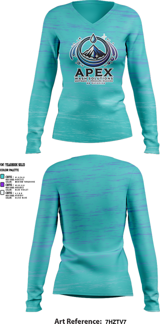 Womens Long Sleeve Vneck Shirt, Apex Wash Solutions, , Teamtime, Team time, sublimation, custom sports apparel, team uniforms, spirit wear, spiritwear, sports uniforms, custom shirts, team store, custom team store, fundraiser sports, apparel fundraiser