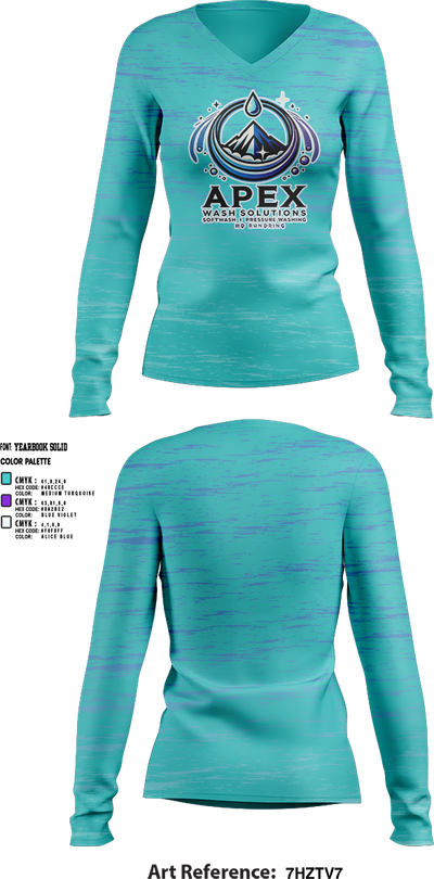 Apex Wash Solutions 8545234 Women's Long Sleeve V-neck Shirt - 1