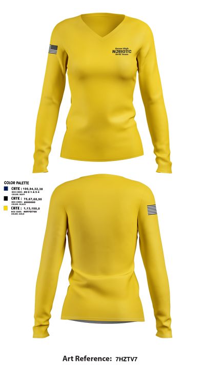 Guam High NJROTC Drill Team 32720862 Women's Long Sleeve V-neck Shirt - 107