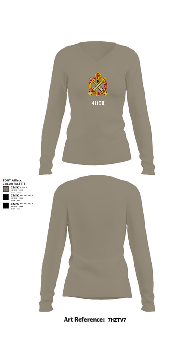411TH 46316966 Women's Long Sleeve V-neck Shirt - 62