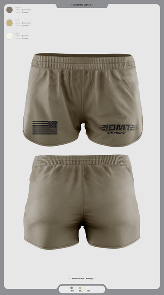 Womens Shorts, IDMT, Air Force, Teamtime, Team time, sublimation, custom sports apparel, team uniforms, spirit wear, spiritwear, sports uniforms, custom shirts, team store, custom team store, fundraiser sports, apparel fundraiser