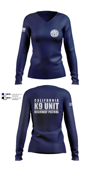 Womens Long Sleeve Vneck Shirt, VALLEY K9, , Teamtime, Team time, sublimation, custom sports apparel, team uniforms, spirit wear, spiritwear, sports uniforms, custom shirts, team store, custom team store, fundraiser sports, apparel fundraiser