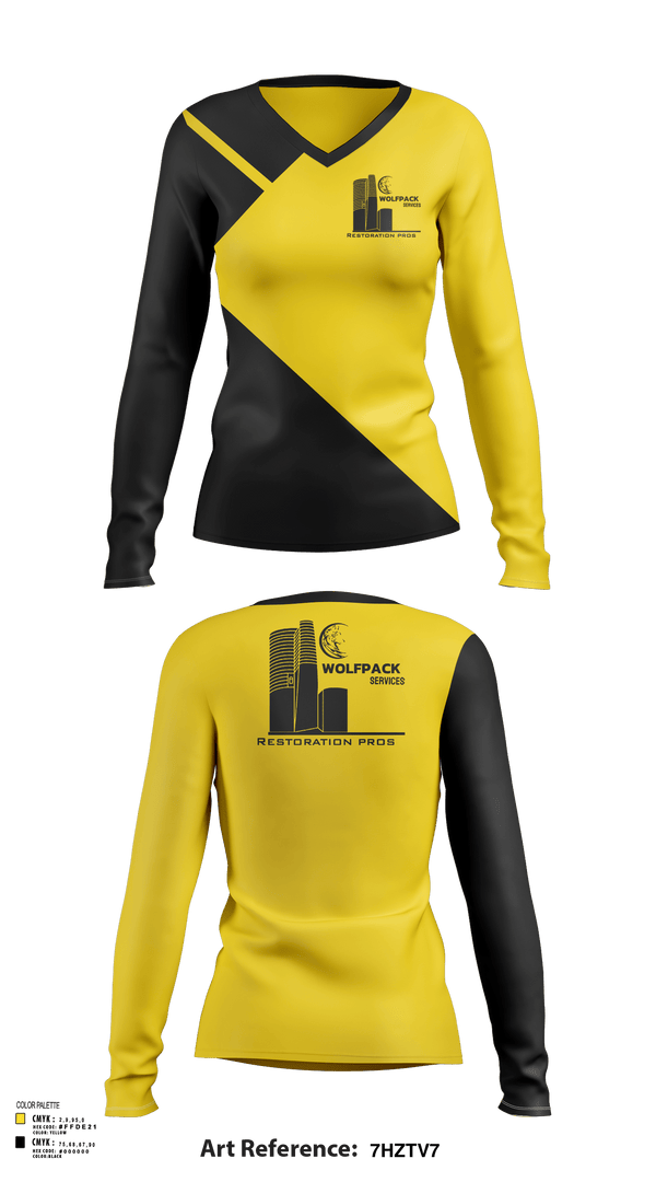 Womens Long Sleeve Vneck Shirt 1, Wolfpack Restoration service, , Teamtime, Team time, sublimation, custom sports apparel, team uniforms, spirit wear, spiritwear, sports uniforms, custom shirts, team store, custom team store, fundraiser sports, apparel fundraiser