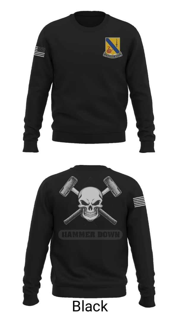 Crew Neck Sweatshirt, 2-14 CAV ACE HIGH, Army, Teamtime, Team time, sublimation, custom sports apparel, team uniforms, spirit wear, spiritwear, sports uniforms, custom shirts, team store, custom team store, fundraiser sports, apparel fundraiser