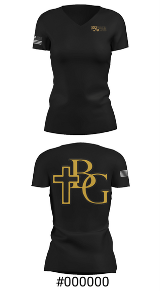 Women's Short Sleeve Vneck Shirt, Bishop Garrigan Catholic Junior High School Track, Track & Field, Teamtime, Team time, sublimation, custom sports apparel, team uniforms, spirit wear, spiritwear, sports uniforms, custom shirts, team store, custom team store, fundraiser sports, apparel fundraiser