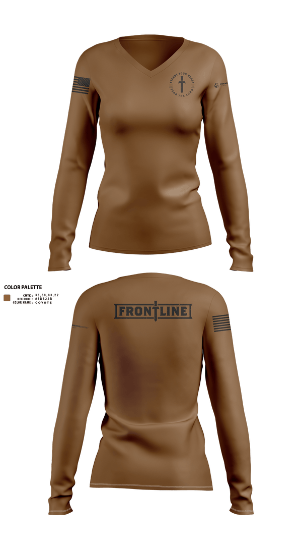 Womens Long Sleeve Vneck Shirt, Friends Baptist Church, , Teamtime, Team time, sublimation, custom sports apparel, team uniforms, spirit wear, spiritwear, sports uniforms, custom shirts, team store, custom team store, fundraiser sports, apparel fundraiser