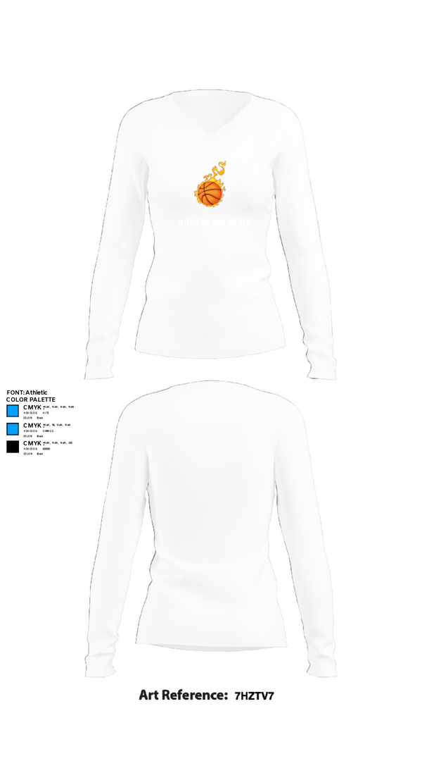 Women's Long Sleeve Vneck Shirt, Houston hot shots, Men's Basketball, Teamtime, Team time, sublimation, custom sports apparel, team uniforms, spirit wear, spiritwear, sports uniforms, custom shirts, team store, custom team store, fundraiser sports, apparel fundraiser