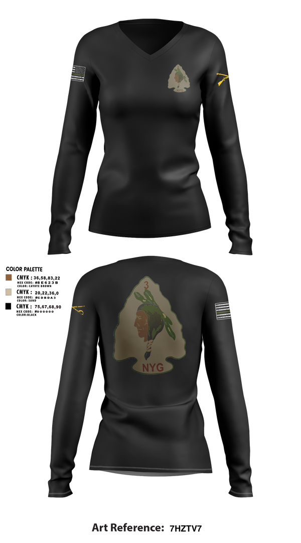 Womens Long Sleeve Vneck Shirt, , National Guard, Teamtime, Team time, sublimation, custom sports apparel, team uniforms, spirit wear, spiritwear, sports uniforms, custom shirts, team store, custom team store, fundraiser sports, apparel fundraiser