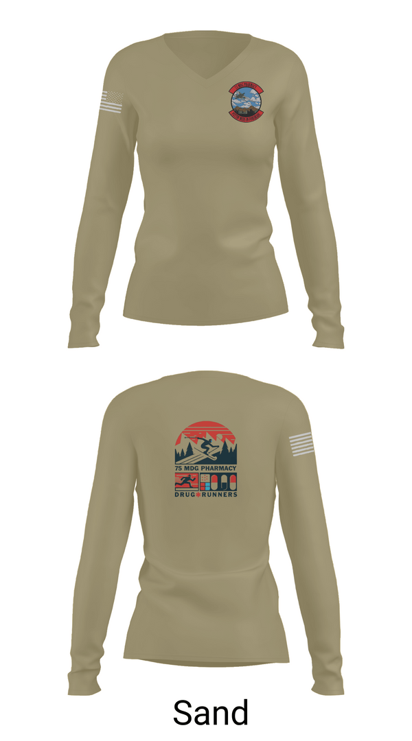 Womens Long Sleeve Vneck Shirt 1, 75 HCOS SGGD, Air Force, Teamtime, Team time, sublimation, custom sports apparel, team uniforms, spirit wear, spiritwear, sports uniforms, custom shirts, team store, custom team store, fundraiser sports, apparel fundraiser