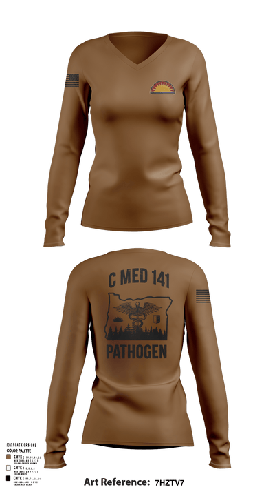 C MED 141 64606356 Women's Long Sleeve V-neck Shirt - 125