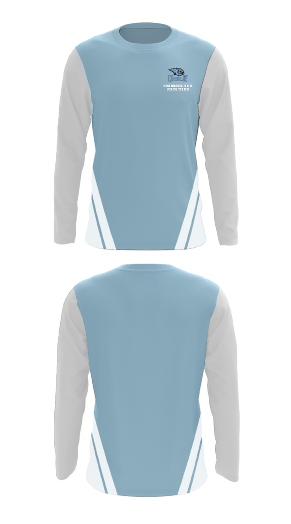 Long Sleeve Performance Shirt, Westminster High School Tennis, Tennis, Teamtime, Team time, sublimation, custom sports apparel, team uniforms, spirit wear, spiritwear, sports uniforms, custom shirts, team store, custom team store, fundraiser sports, apparel fundraiser