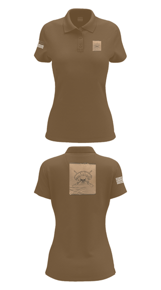 Women's Short Sleeve Performance Polo, Los Pistoleros, Army, Teamtime, Team time, sublimation, custom sports apparel, team uniforms, spirit wear, spiritwear, sports uniforms, custom shirts, team store, custom team store, fundraiser sports, apparel fundraiser
