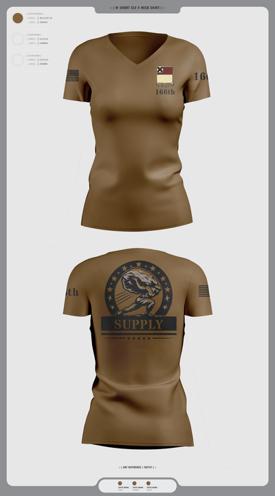 HHD 166th Regiment 4853273 Women's Short Sleeve V-neck Shirt - 97