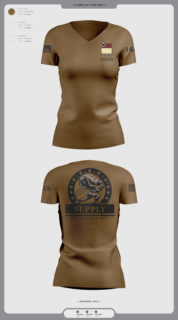 Womens Short Sleeve Vneck Shirt, HHD 166th Regiment, Army, Teamtime, Team time, sublimation, custom sports apparel, team uniforms, spirit wear, spiritwear, sports uniforms, custom shirts, team store, custom team store, fundraiser sports, apparel fundraiser