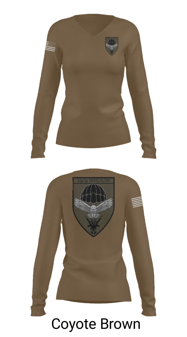 Womens Long Sleeve Vneck Shirt, 8.FschJgRgt 26, Army, Teamtime, Team time, sublimation, custom sports apparel, team uniforms, spirit wear, spiritwear, sports uniforms, custom shirts, team store, custom team store, fundraiser sports, apparel fundraiser