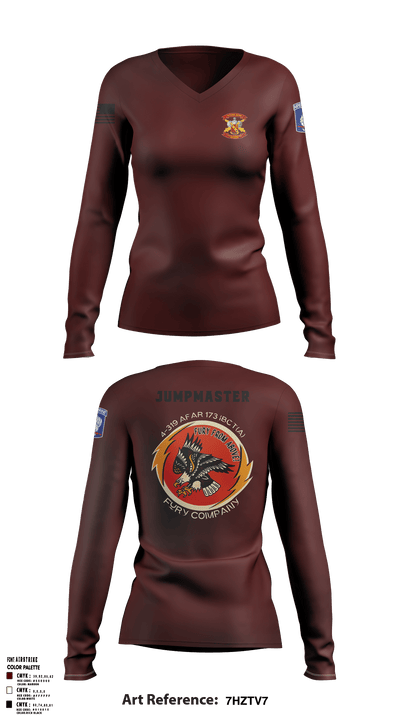 FCO 4-319 AFAR, 173 IBCT(A) 62795689 Women's Long Sleeve V-neck Shirt - 7